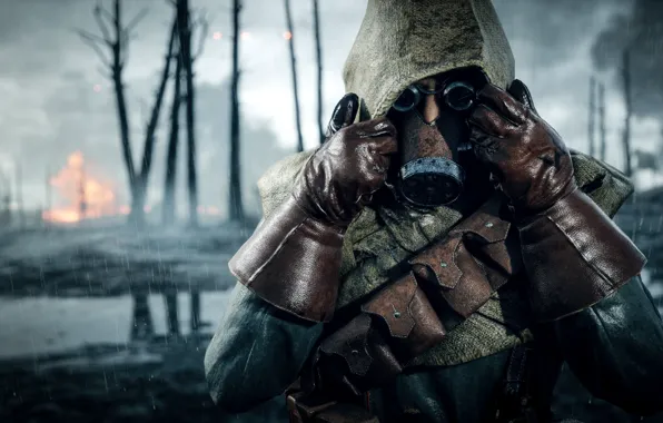 Soldiers, gas mask, Electronic Arts, Battlefield 1