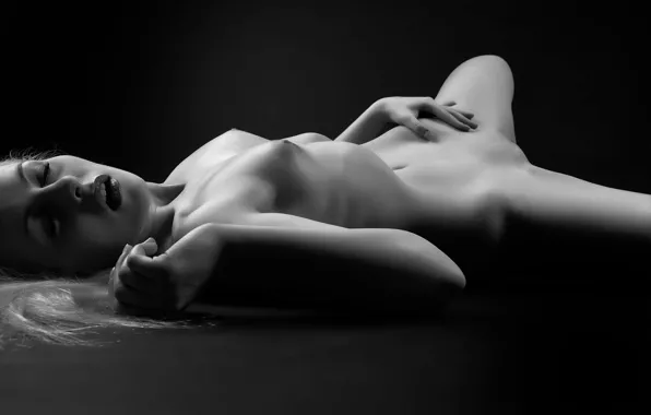 Erotic, girl, passion, naked, black and white photo