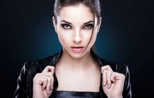 Look, girl, face, brunette, jacket, Anna Mironenko