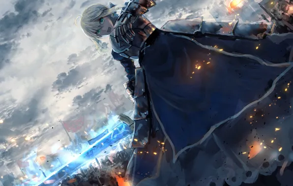 Anime, art, character, the saber, Fate Grand Order