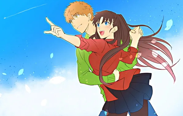 The sky, guy, Rin, Fate stay night, Fate / Stay Night
