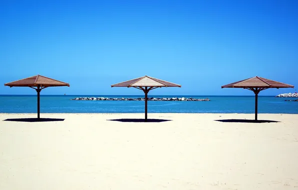 Sand, sea, beach, umbrella