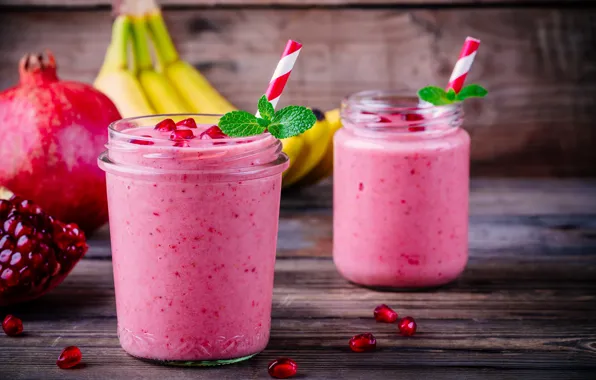 Drink, banana, garnet, smoothies