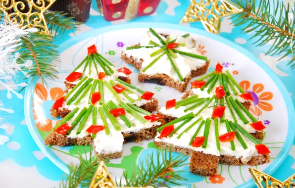 Holiday, new year, herringbone, sandwiches