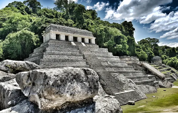 Picture forest, the sky, clouds, plants, Mexico, forest, architecture, tourism