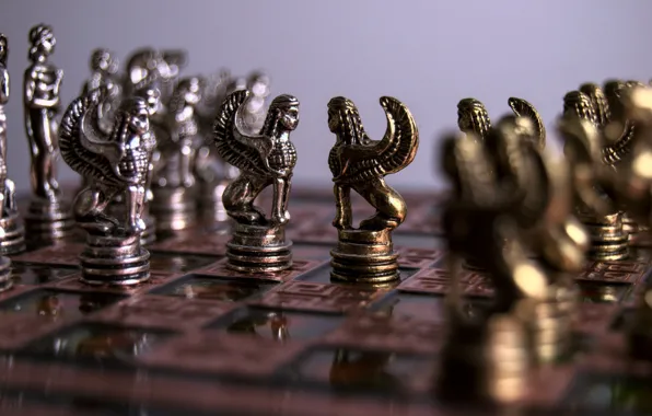 Light, glare, wings, chess, figures, chess Board, vintage, bokeh