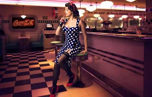 Picture girl, pose, bar