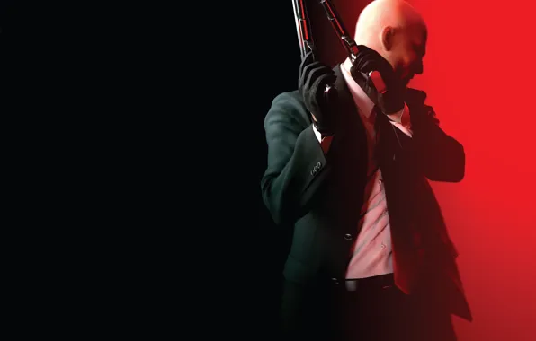 Red, weapons, bald, tie, gloves, shirt, jacket, Square Enix