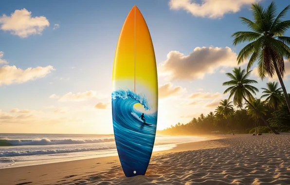 Beach, sunset, the ocean, Wallpaper, art, wallpaper, Board, beach