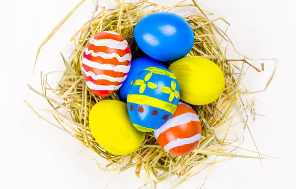 Holiday, eggs, Easter, socket, straw, garland, flags, Easter