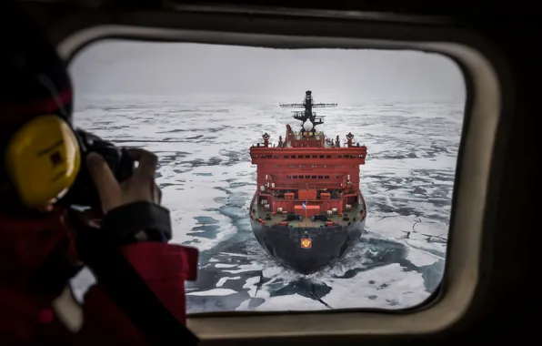 The ocean, Sea, Ice, The window, Icebreaker, The ship, Russia, Ice