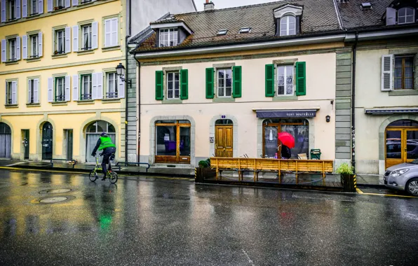 Picture rain, street, building, home, Switzerland, rain, Switzerland, street