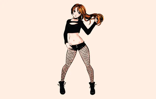 Girl, sexy, shorts, long hair, legs, anime, beautiful, pretty