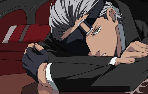 Costume, a sad look, headband, grey hair, the guy in the suit, mitts, Debit, The …