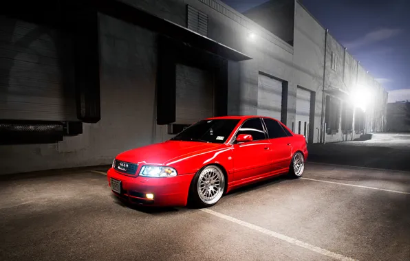 Picture Audi, Audi, red, sedan, red, stance
