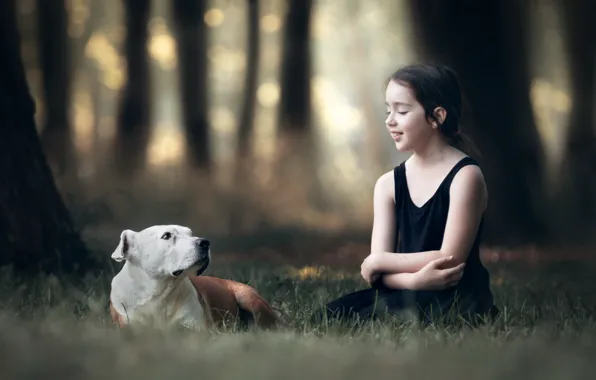Picture mood, dog, girl