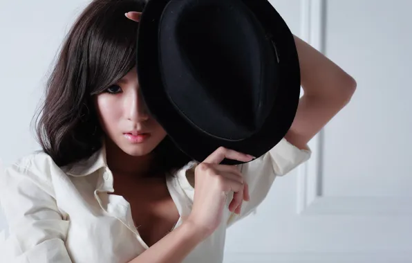 Picture look, girl, hair, hat, beauty