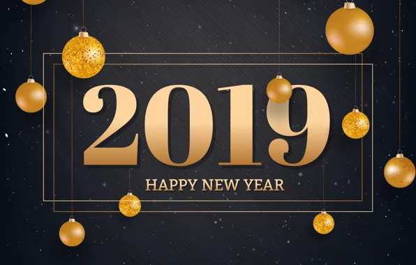 Background, gold, New Year, figures, golden, New Year, Happy, 2019