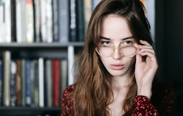 Picture eyes, look, face, hair, glasses, lips
