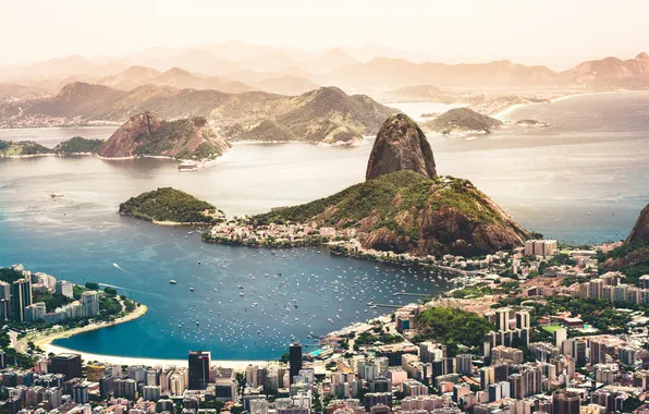 The sun, Beach, Mountains, Brazil, Rio de Janeiro, Brasil, Rio de Janeiro