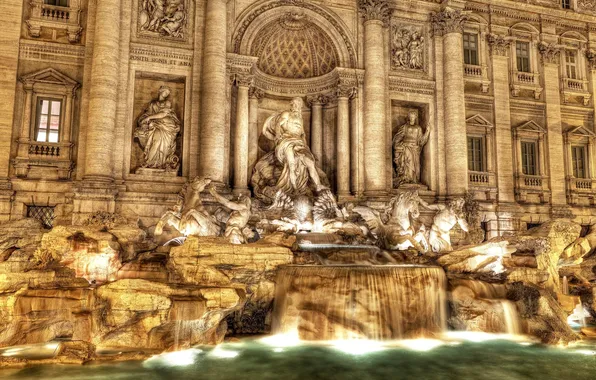 The city, style, Rome, Italy, architecture, Italy, Rome, Trevi Fountain