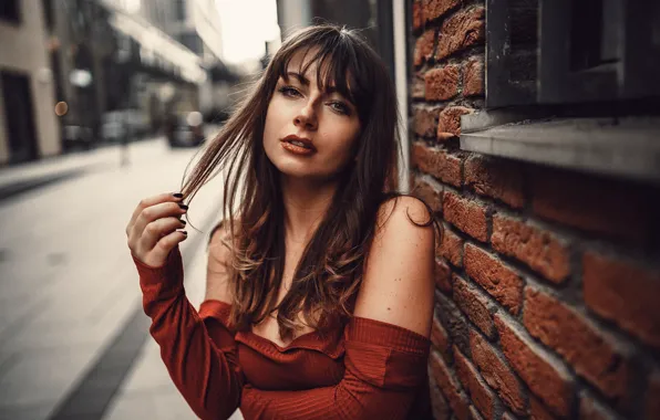 Road, look, pose, wall, street, model, portrait, home