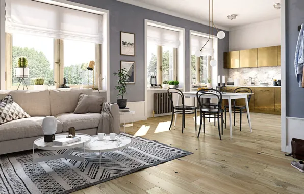 Design, style, kitchen, living room, dining room, the interior