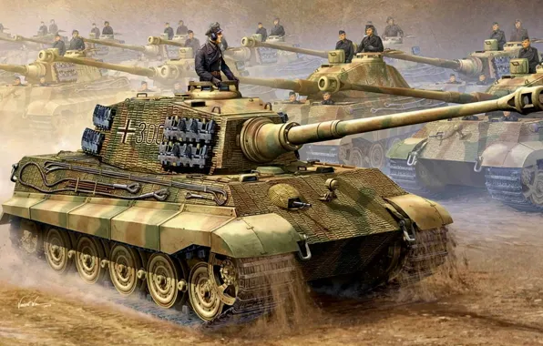 Picture Stroy, heavy tank, Tiger II, PzKpfw VI Ausf. B, Royal tiger, the bypass