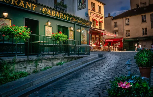 Picture flowers, France, Paris, building, home, Paris, France, street