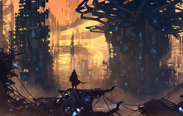 Figure, The city, Future, People, Warrior, Art, Relax, Fiction
