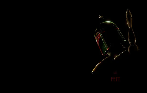 The dark background, Star Wars, art, helmet, Boba Fett