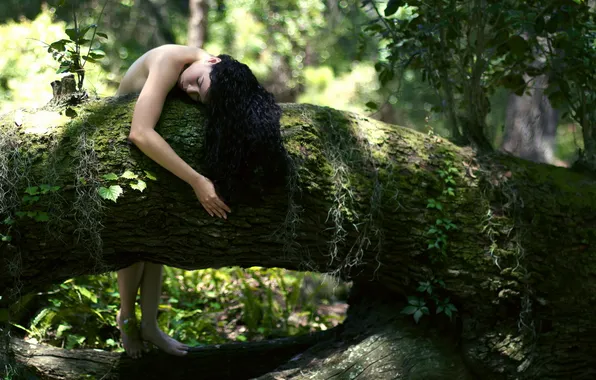 Forest, girl, nature
