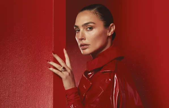 Look, girl, red, pose, photo, actress, ring, cloak