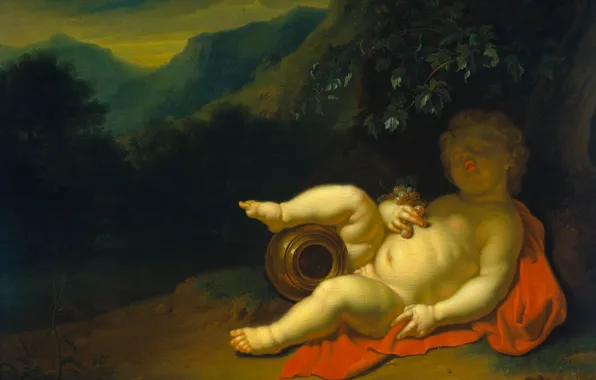 Picture trees, oil, picture, mythology, The Young Bacchus, Peter van der Werff