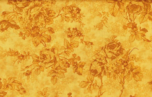 Flowers, yellow, background, patterns, texture, gold