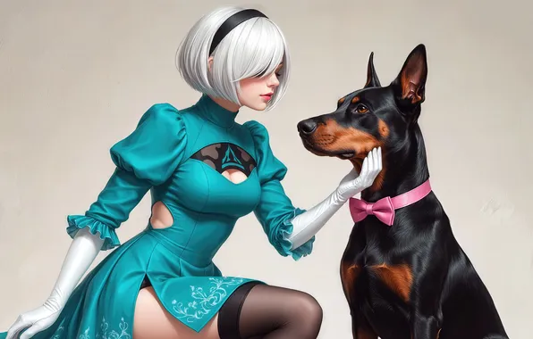 Picture games, doberman, 2b nier automata
