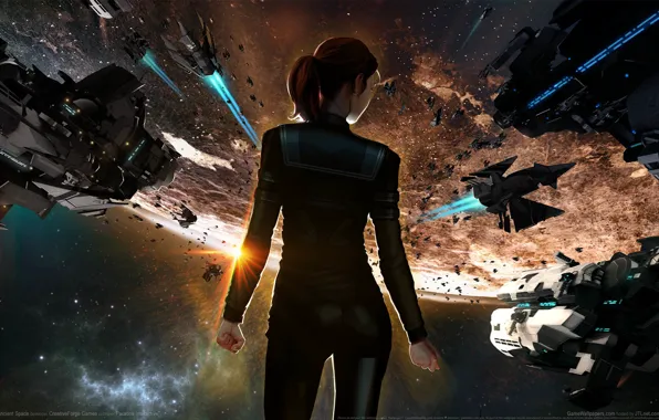 Girl, space, fiction, planet, space, girl, spaceships, game wallpapers