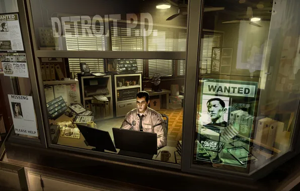 Picture Detroit, police, Revolution, Deus Ex: Human, police station