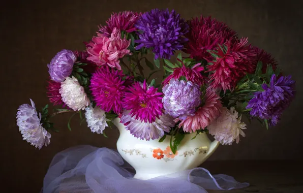 Picture bouquet, colorful, asters