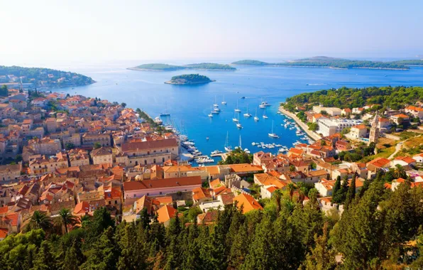 Picture sea, the city, island, Croatia, Adriatica, Croatia, Gvar, Hvar