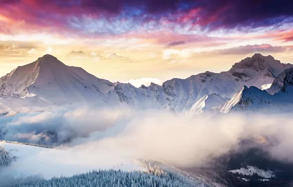 Picture sky, landscape, mountains, snow