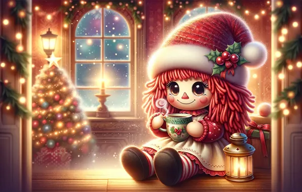 Light, comfort, style, room, toy, the evening, doll, Christmas