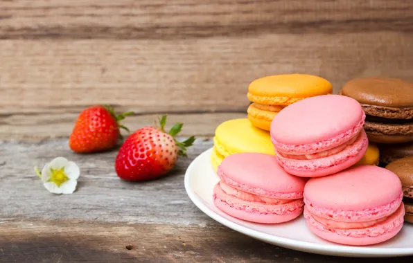 Picture berries, Strawberry, Cookies, Macaroon