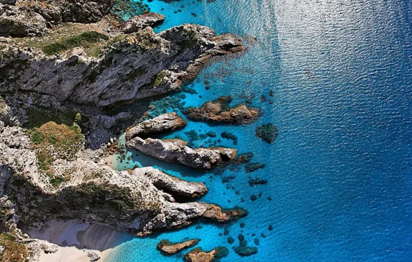 Picture beach, sea, landscape, Italy, cliff, Calabria, Capo Vaticano