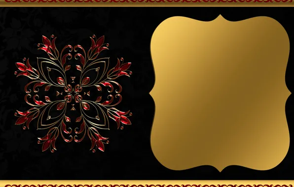 Red, gold, floral, the background image