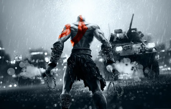 Wallpaper god of war, weapon, kratos, Fenrir, snow, blow, man, boy