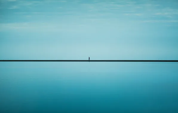 Sea, the sky, blue, line, horizon, male, infinity