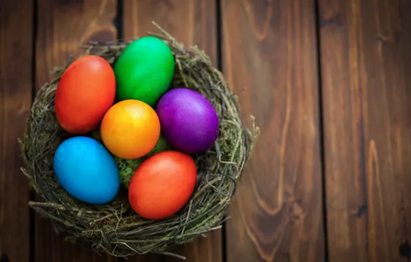 Spring, colorful, Easter, socket, basket, wood, spring, Easter