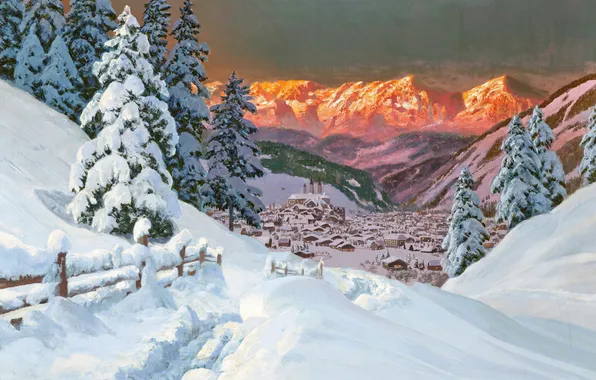 Home, Winter, Mountains, Trees, Snow, Picture, Alois Arnegger, Alois Arnegger