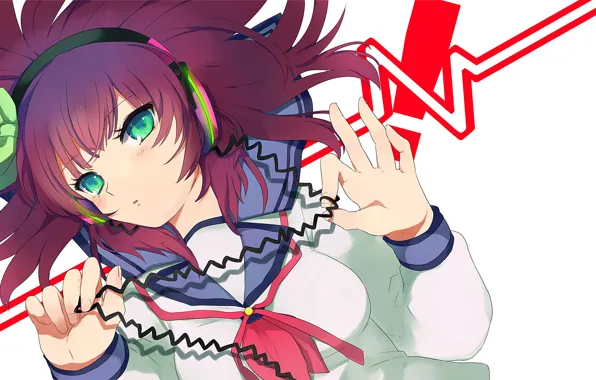 Girl, anime, headphones, art, bow, angel beats, angle beats, Nakamura Yuri